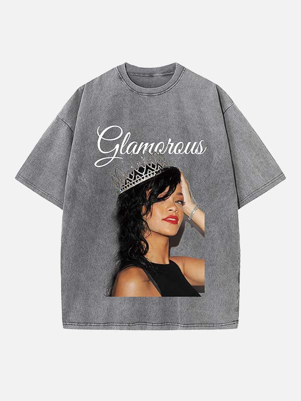 Rihanna Print Round Neck T-shirt