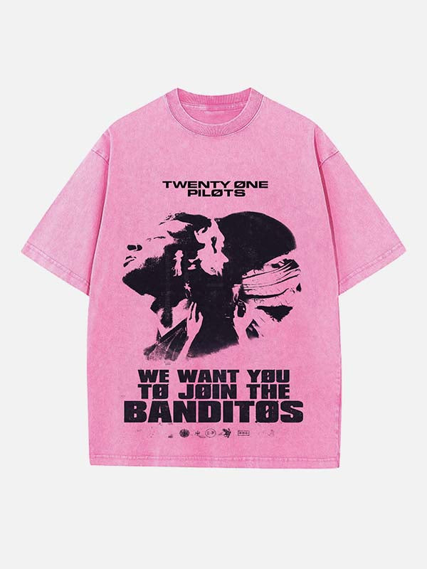 Twenty One Pilots Print Round Neck T-shirt