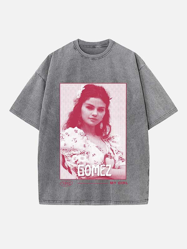 Selena Gomez Print Round Neck T-shirt