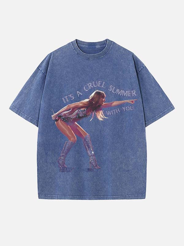 Taylor Swift Print Round Neck T-shirt