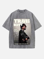 Travis Scott Print Round Neck T-shirt