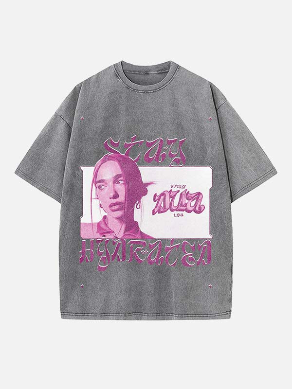 Dua Lipa Print Round Neck T-shirt