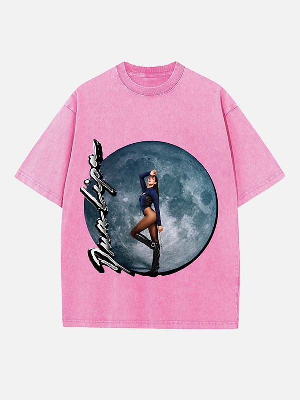 Dua Lipa Print Round Neck T-shirt
