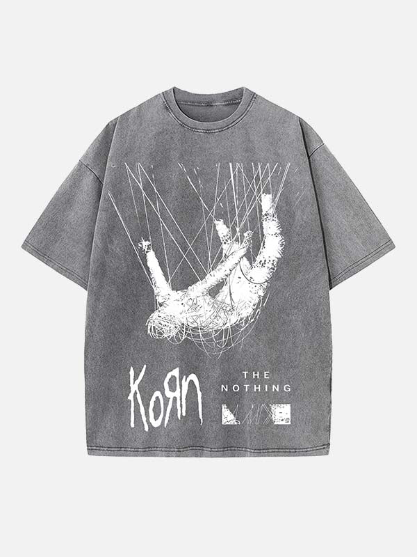 Korn Print Round Neck T-shirt