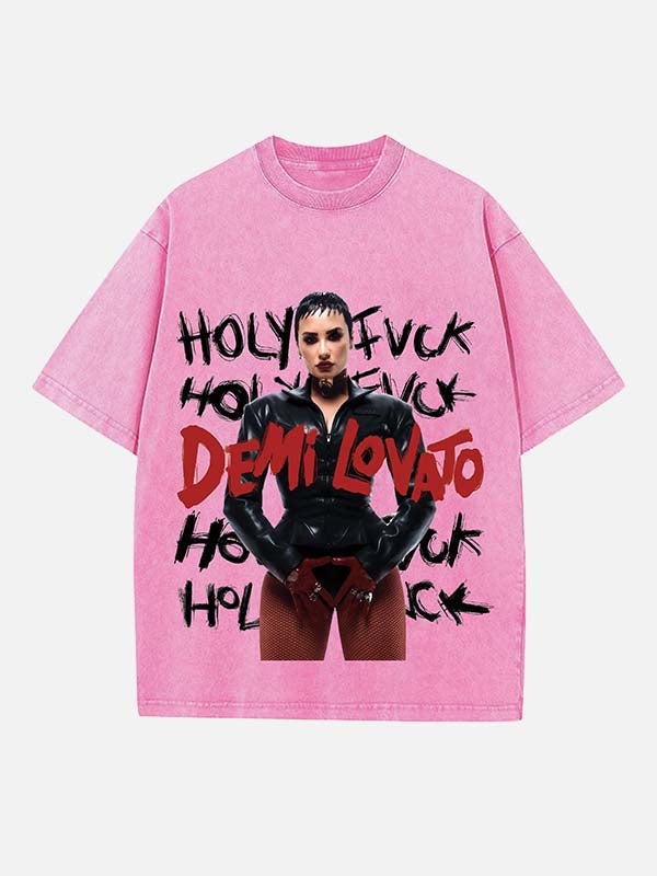 Demi Lovato Print Round Neck T-shirt