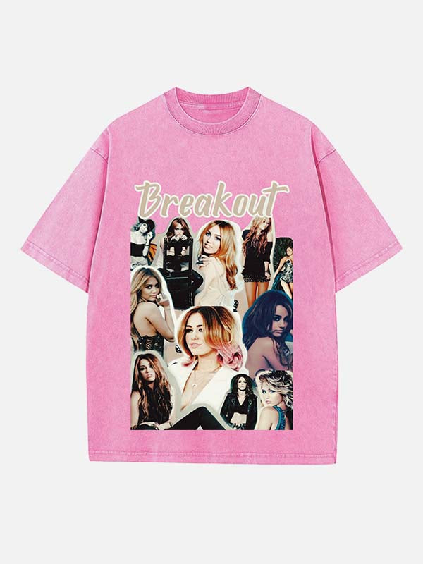 Miley Cyrus Print Round Neck T-shirt