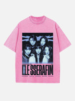LE SSERAFIM Print Round Neck T-shirt