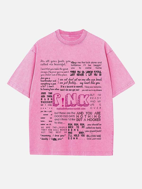 P!nk Print Round Neck T-shirt