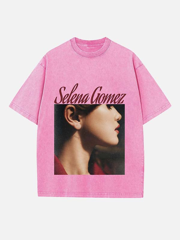Selena Gomez Print Round Neck T-shirt