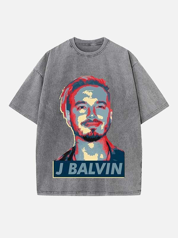 J Balvin Print Round Neck T-shirt