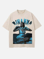 Rihanna Print Round Neck T-shirt