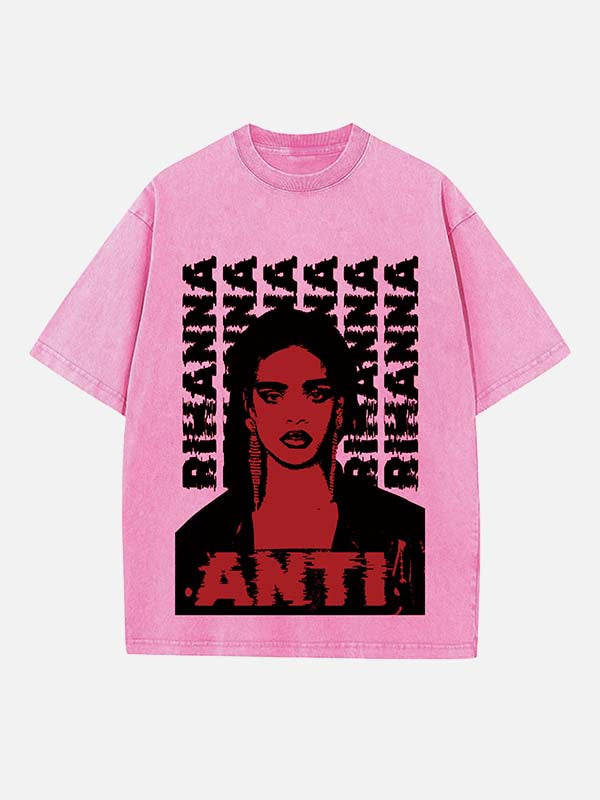 Rihanna Print Round Neck T-shirt