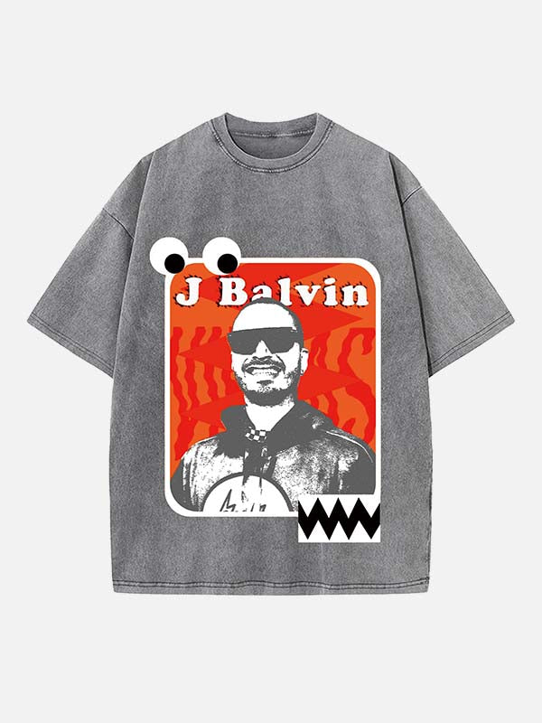 J Balvin Print Round Neck T-shirt