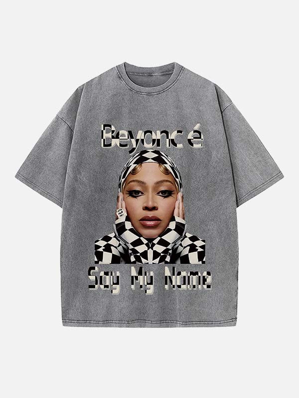 Beyoncé Print Round Neck T-shirt