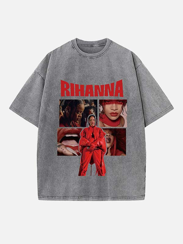 Rihanna Print Round Neck T-shirt