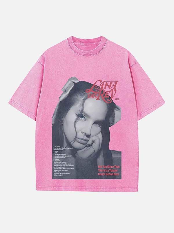 Lana Del Rey Print Round Neck T-shirt