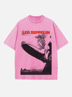 Led Zeppelin Print Round Neck T-shirt