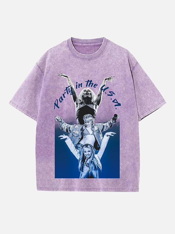 Miley Cyrus Print Round Neck T-shirt