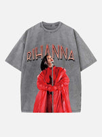 Rihanna Print Round Neck T-shirt