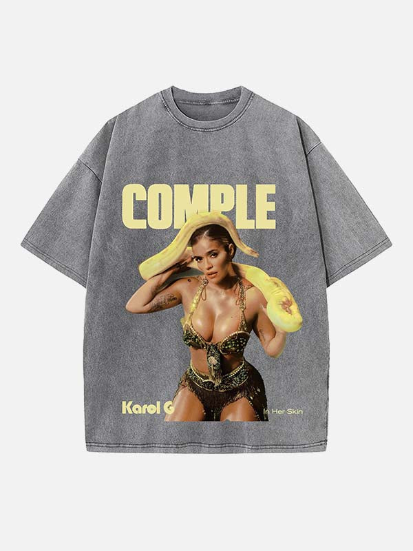 Karol G Print Round Neck T-shirt