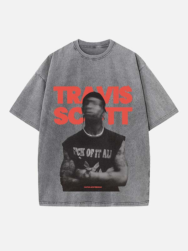Travis Scott Print Round Neck T-shirt