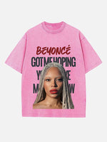 Beyoncé Print Round Neck T-shirt