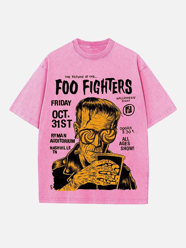 Foo Fighters Print Round Neck T-shirt
