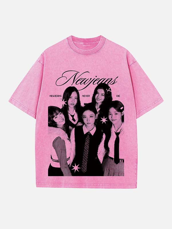 NewJeans Print Round Neck T-shirt