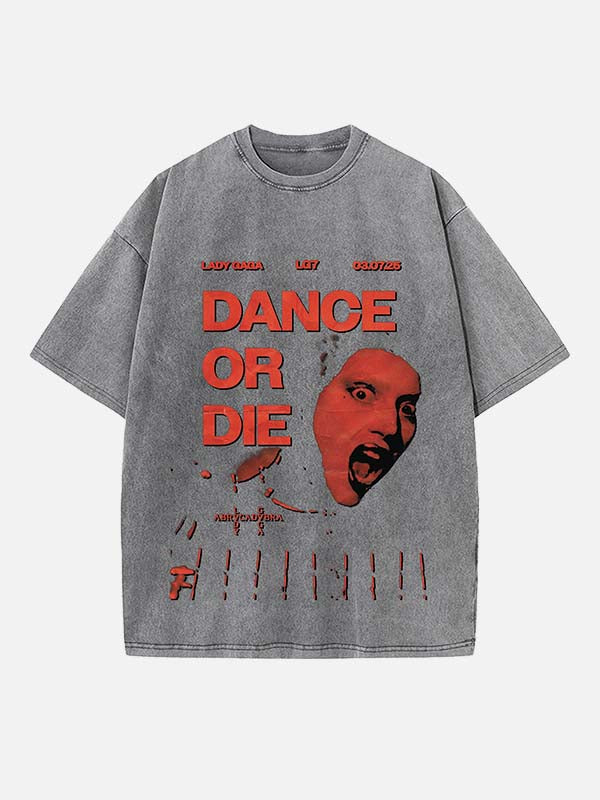 Lady Gaga Print Round Neck T-shirt