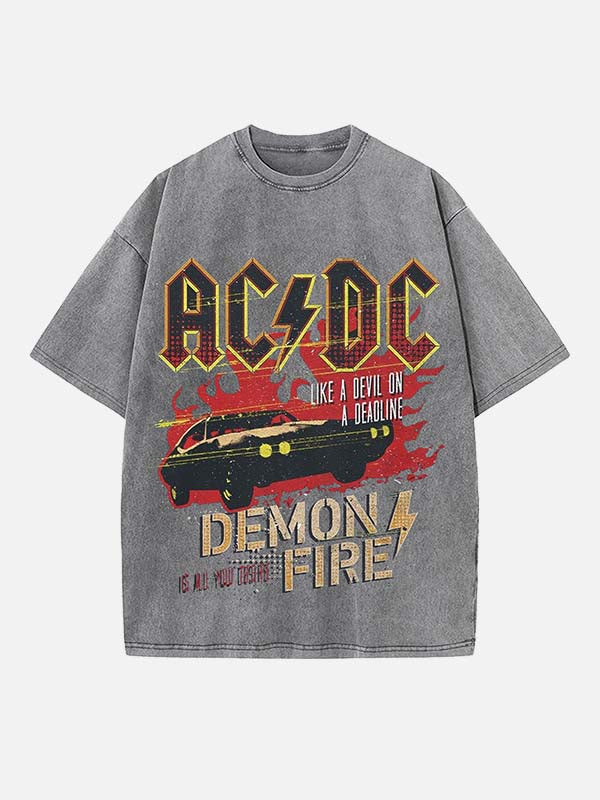 AC/DC Print Round Neck T-shirt