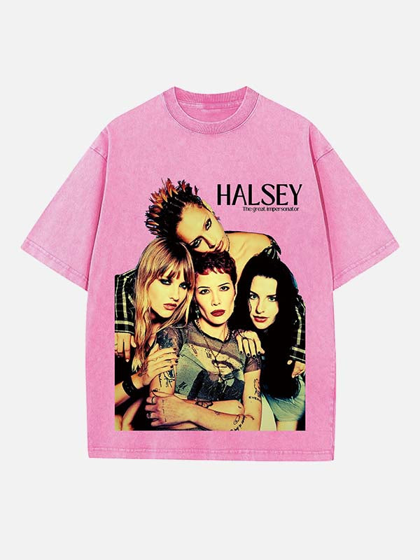 Halsey Print Round Neck T-shirt