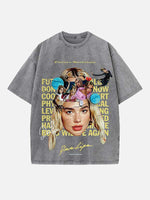 Dua Lipa Print Round Neck T-shirt