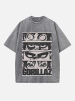 Gorillaz Print Round Neck T-shirt