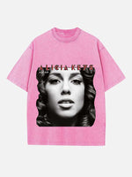 Alicia Keys Print Round Neck T-shirt
