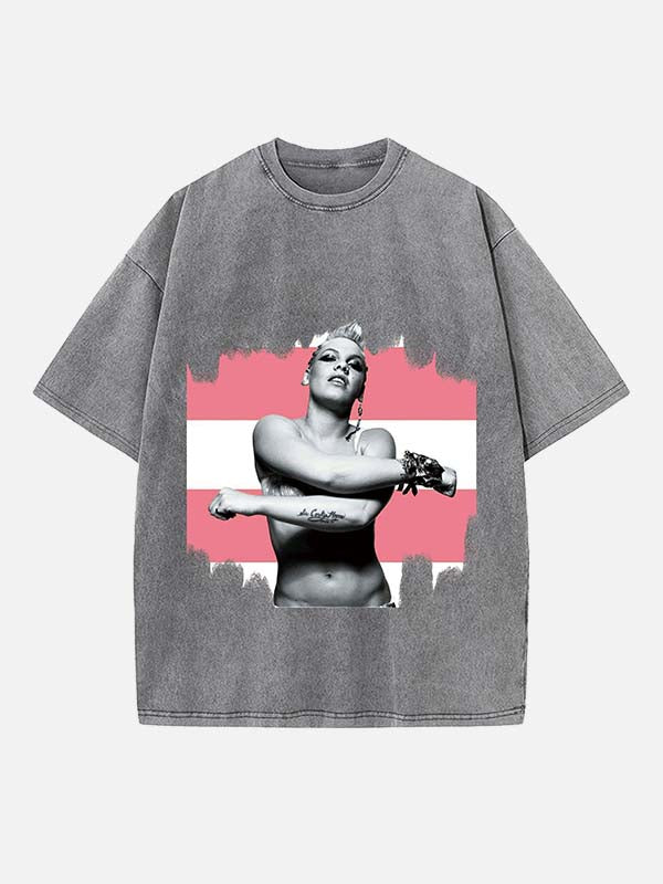 P!nk Print Round Neck T-shirt