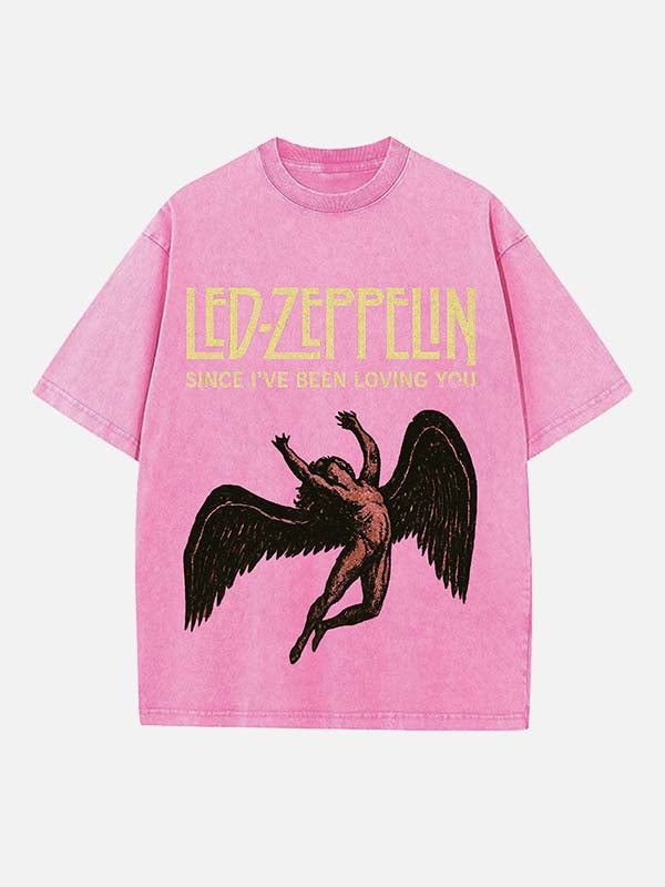 Led Zeppelin Print Round Neck T-shirt