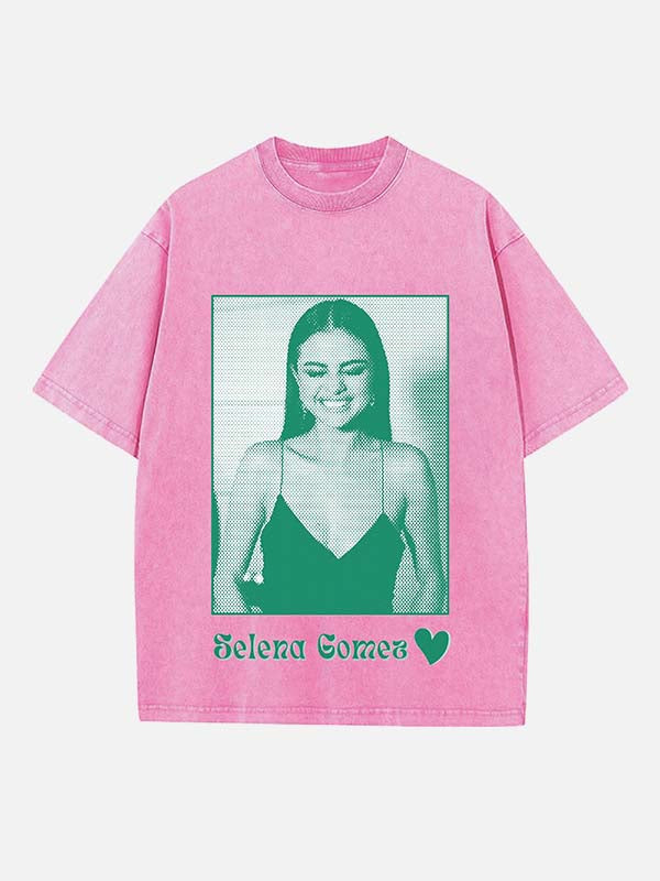 Selena Gomez Print Round Neck T-shirt
