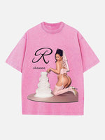 Rihanna Print Round Neck T-shirt
