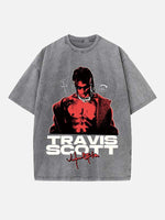 Travis Scott Print Round Neck T-shirt