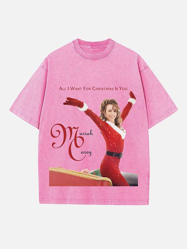 Mariah Carey Print Round Neck T-shirt