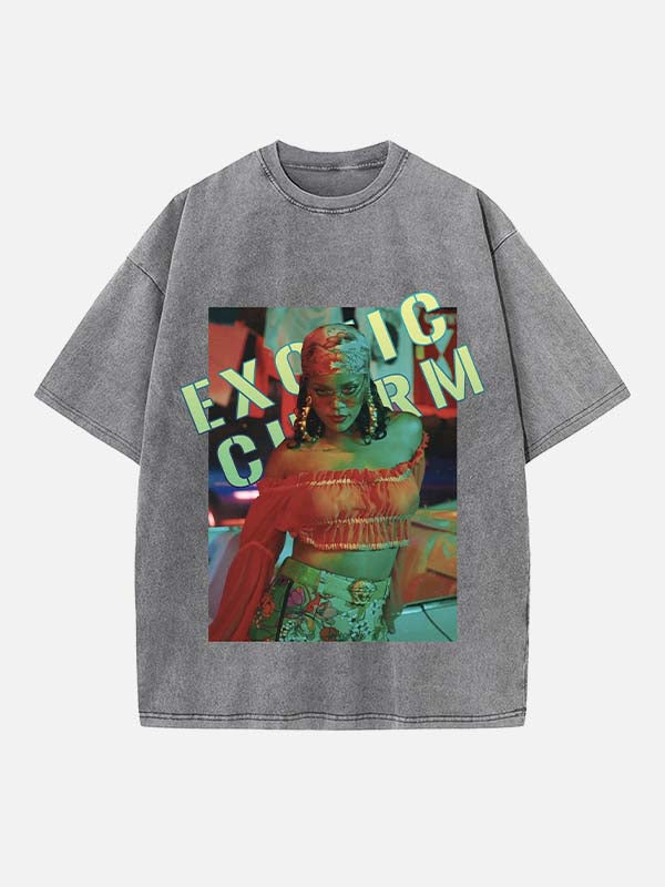 Rihanna Print Round Neck T-shirt