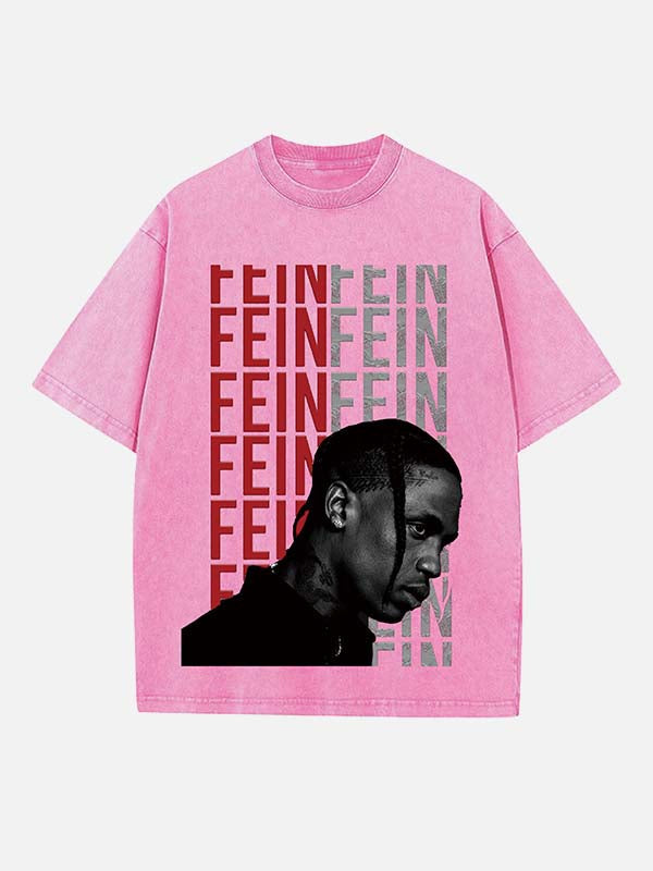Travis Scott Print Round Neck T-shirt