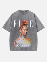 Alicia Keys Print Round Neck T-shirt