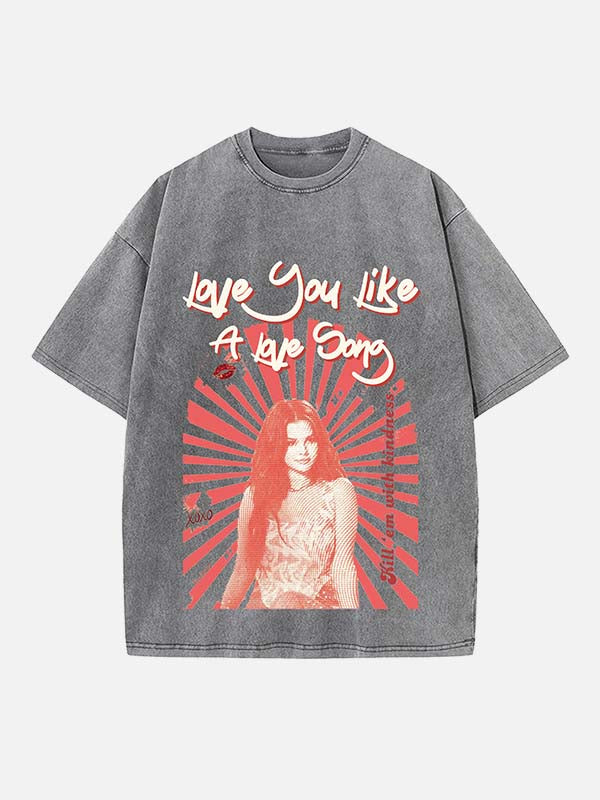 Selena Gomez Print Round Neck T-shirt