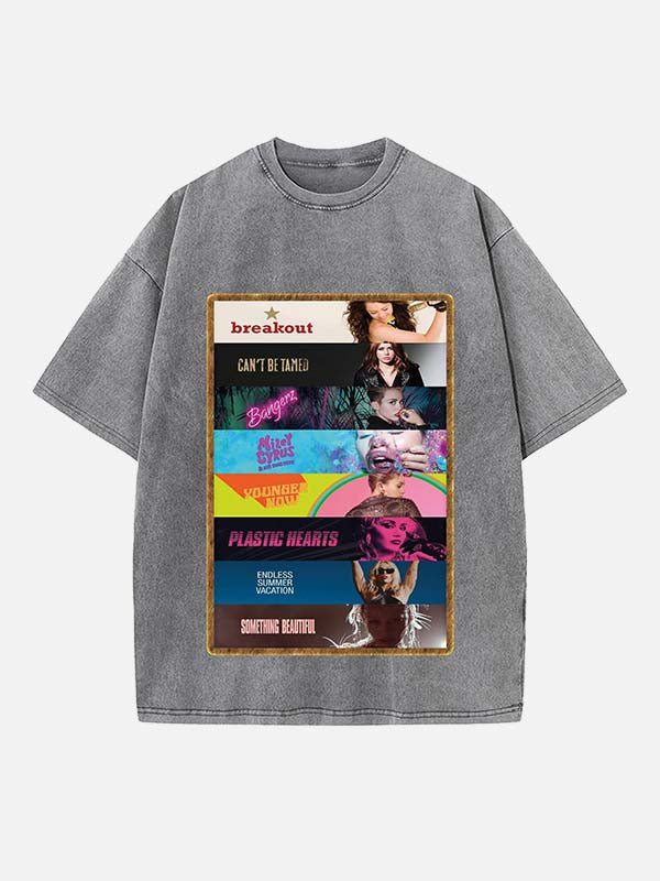 Miley Cyrus Print Round Neck T-shirt