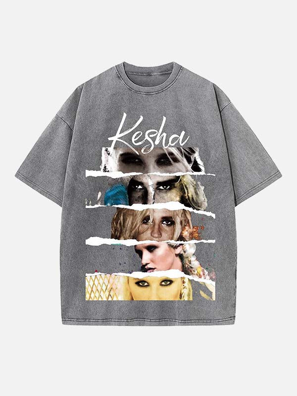 Kesha Print Round Neck T-shirt