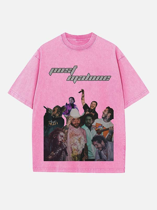 Post Malone Print Round Neck T-shirt