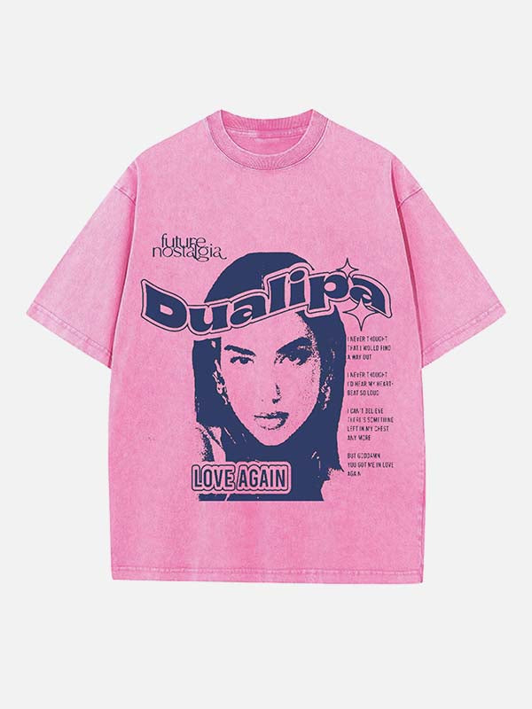 Dua Lipa Print Round Neck T-shirt