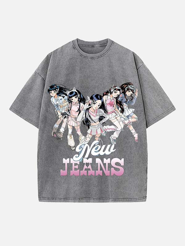 NewJeans Print Round Neck T-shirt