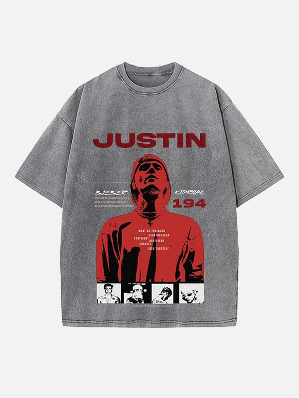 Justin Bieber Print Round Neck T-shirt